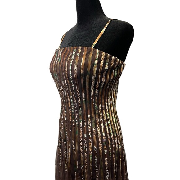 Vintage 90s CACHE Spaghetti Strap Brown Chocolate Party Cocktail Dress Size 8 - Picture 2 of 16